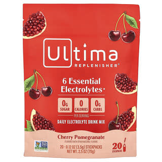 Ultima Replenisher, 6 незаменимых электролитов, смесь для ежедневного питья с электролитами, вишня и гранат, 20 стикпаков по 3,5 г (0,12 унции)