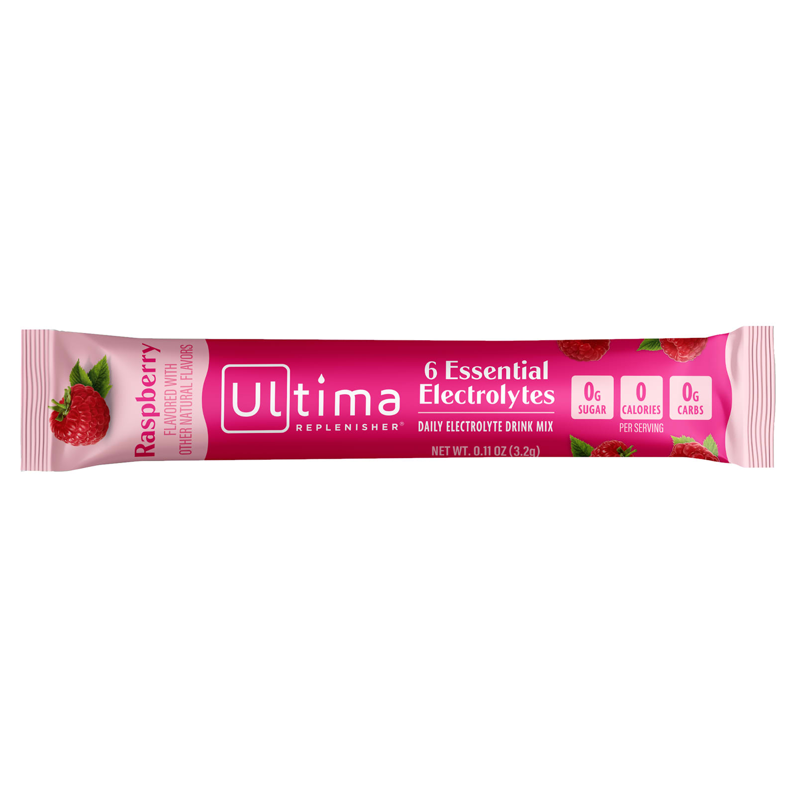 Ultima Replenisher, 6 種必需電解質，日常電解質混合飲品，樹莓味，10 條，每條 0.11 盎司（3.2 克）