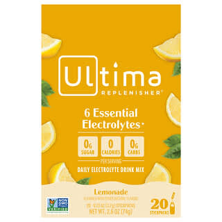 Ultima Replenisher, Mélange à boire quotidien riche en électrolytes, Limonade, 20 sachets en stick, 3,7 g pièce