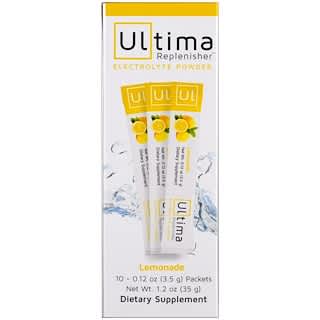 Ultima Replenisher, Polvo reestablecedor de electrolitos Ultima, Limonada, 10 empaques, 0,12 oz (3,5 g) cada uno