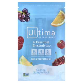 Ultima Replenisher, 6 Essential Electrolytes, Daily Electrolyte Drink Mix, Original Sample Pack, 3 Stickpacks