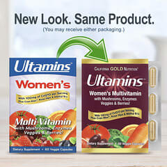 Ultamins, Women's Multivitamin with CoQ10, Mushrooms, Enzymes, Veggies & Berries, 60 Veggie Capsules
