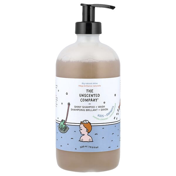 The Unscented Company, 어린이용, 샤이니 샴푸 + 워시, 향료 무함유, 500ml(16.9fl oz)