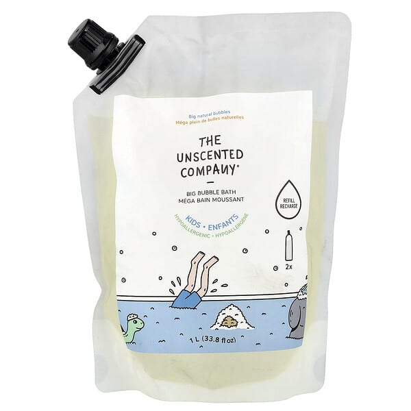 The Unscented Company, 어린이용, Big 버블 배스, 리필, 향료 무함유, 1l(33.8fl oz)