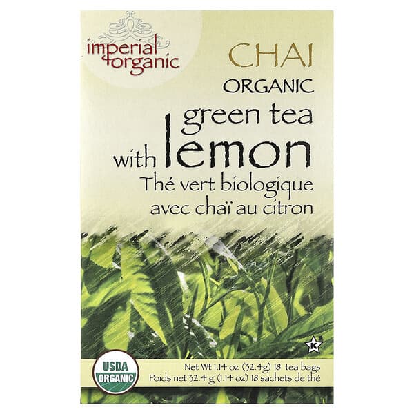 Uncle Lee's Tea, Imperial Organic, 레몬 차이가 함유된 녹차, 티백 18개, 32.4g(1.14oz)