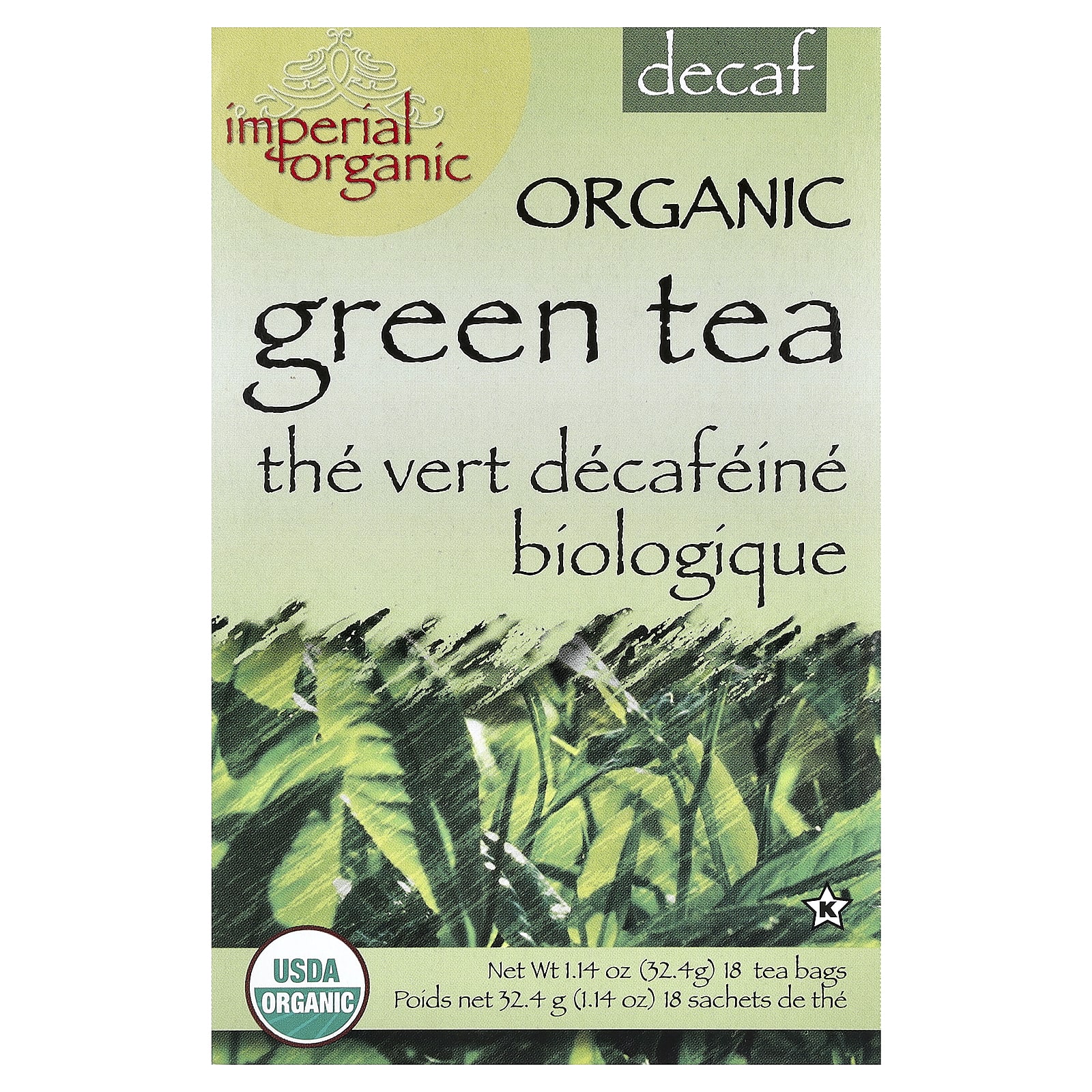 Imperial Organic, Green Tea, Decaf, 18 Tea Bags, 1.14 oz (32.4 g)