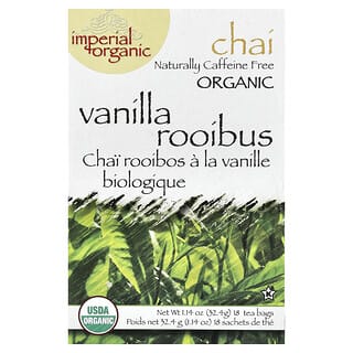 Uncle Lee's Tea, Imperial Organic, Vanilj Rooibos Chai, Koffeinfri, 18 tepåsar, 32,4 g