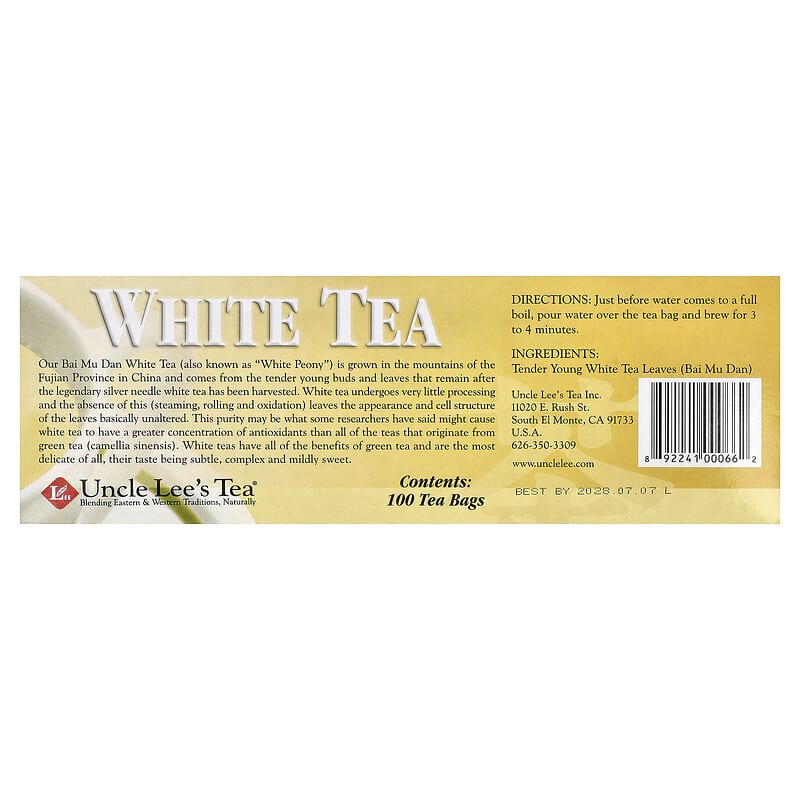 中国传说，白茶，100 茶包，5.29 盎司（150 克）