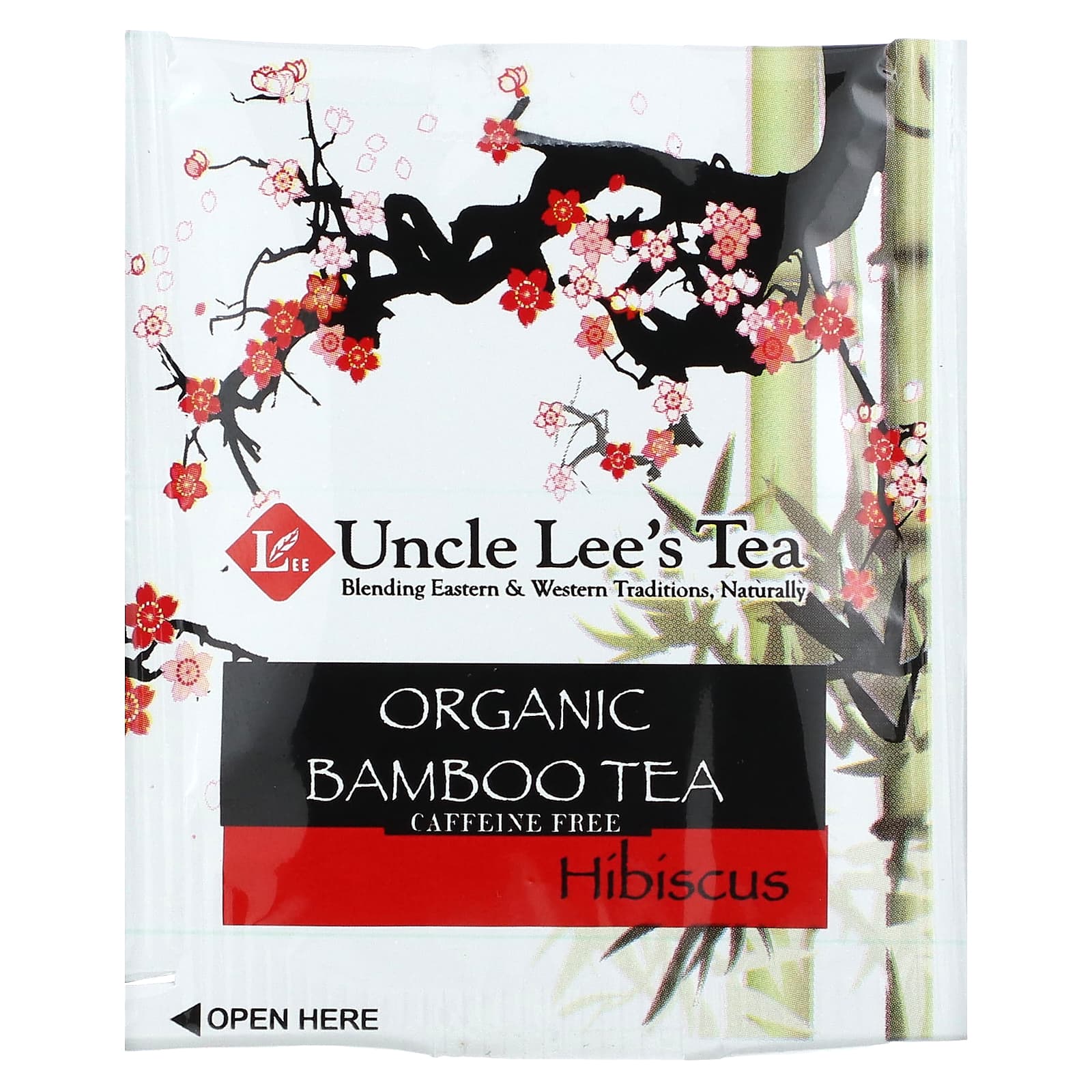 Uncle Lee's Tea, Organic Bamboo Tea, Hibiscus, Caffeine Free, 18 Tea