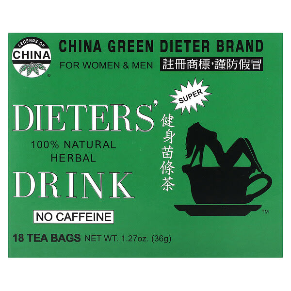 Uncle Lee's Tea, Dieters 100% 천연 허브 드링크, 카페인 무함유, 티백 18개, 36g(1.27oz)