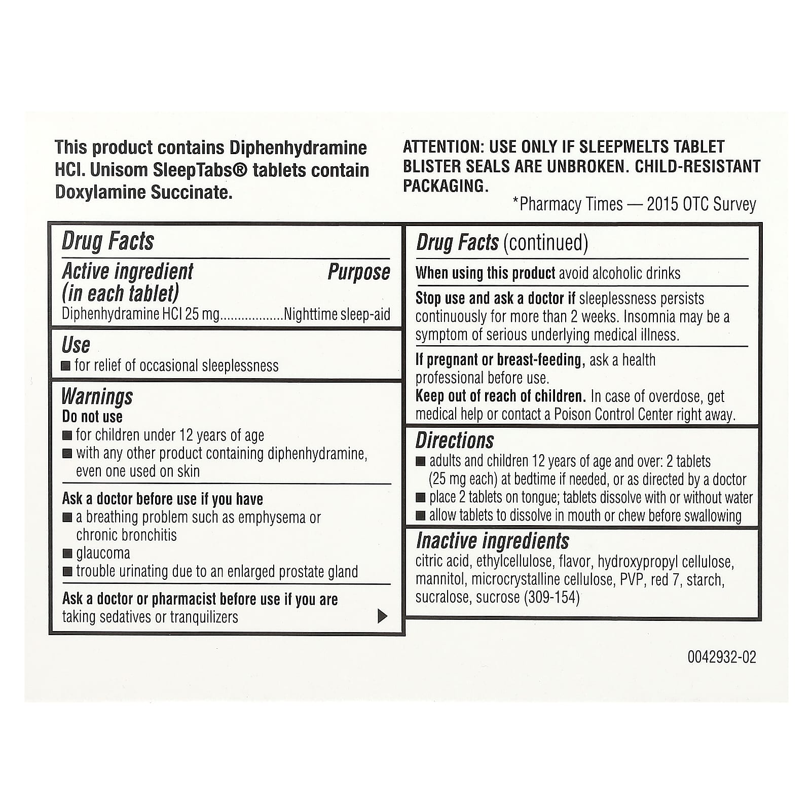 Unisom, SleepMelts, Nighttime Sleep-Aid, Cherry, 24 Tablets