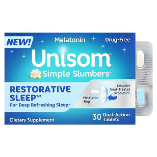 Unisom, Simple Slumbers, средство для восстановления сна, 30 таблеток двойного действия