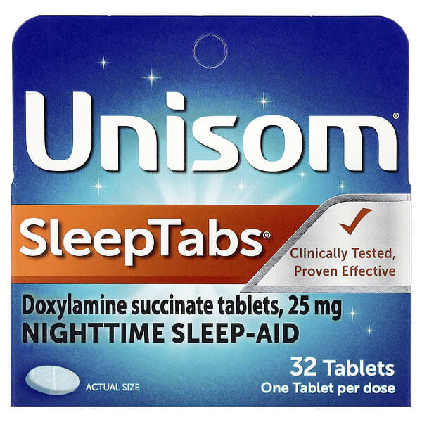 Unisom, SleepTabs®, Alat Bantu Tidur Malam, 32 Tablet