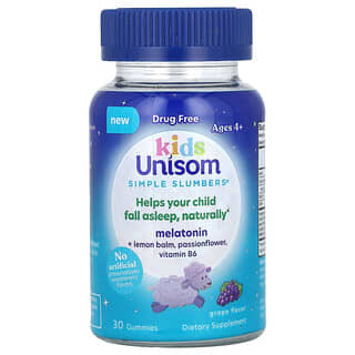 Unisom, Simple Slumbers, для детей от 4 лет, со вкусом винограда, 30 жевательных таблеток