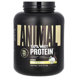 Animal, Poudre de protéines de lactosérum à 100 %, vanille classique, 1,81 kg
