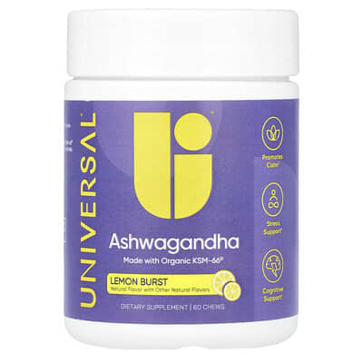 Universal U, Ashwagandha, Lemon Flavor, 60 Chewable Tablets
