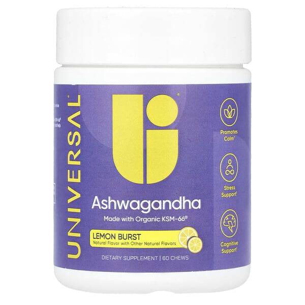 Universal U Ashwagandha, Lemon Burst, 60 Chews