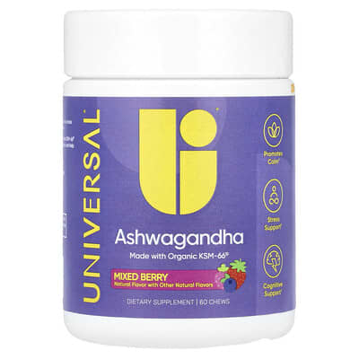 Universal U, Ashwagandha, Mixed Berries, 60 Chewable Tablets