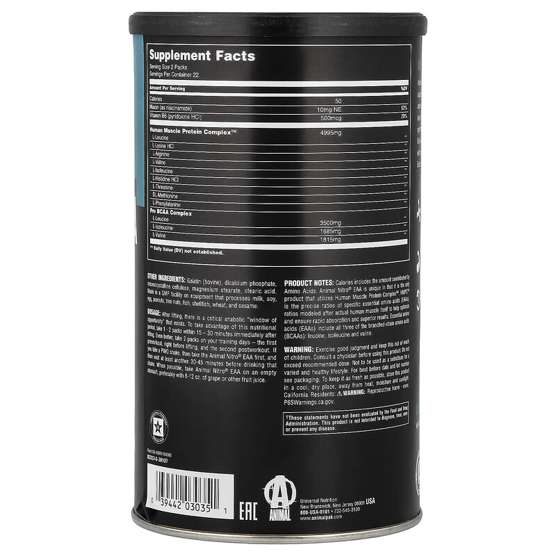 Animal, Nitro EAA, The Anabolic Essential Amino Acids Pack, 44 Packs - View #10