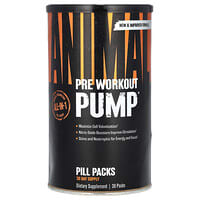 Animal, Pre Workout Pump, Suplemento para favorecer la vascularización preentrenamiento, Paquetes de pastillas, 30 paquetes