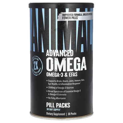 Animal, Advanced Omega-3 & EFAs Pill Packs, 30 Packs