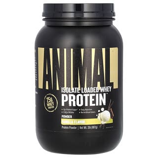 Animal, Poudre de protéines de lactosérum chargées en isolats, Vanille, 907 g