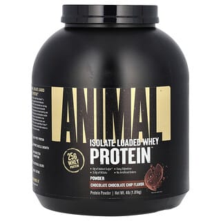 Animal, Poudre de protéines de lactosérum chargées en isolat, Chocolat et pépites de chocolat, 1,81 kg