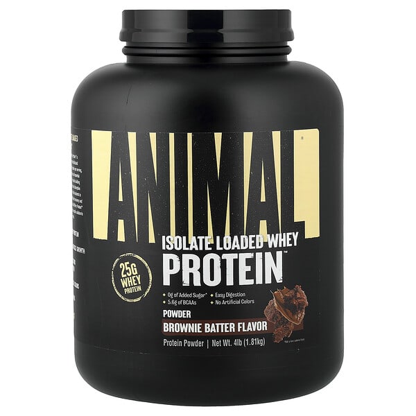 Animal, Isolate Loaded Whey Protein™ 분말, 브라우니 반죽, 1.81kg(4lb)