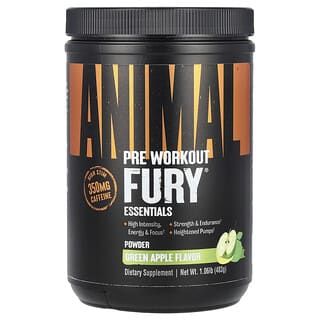 Animal, Fury®, Pre Workout Powder, Green Apple, 1.06 lb (483 g)