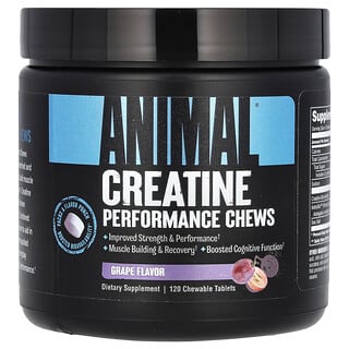 Animal, креатин, жевательная добавка для повышения эффективности, со вкусом винограда, 120 жевательных таблеток
