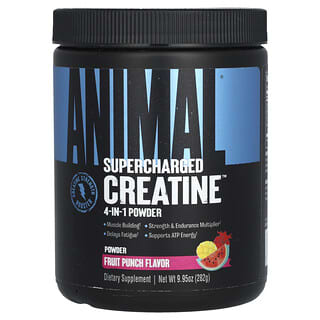 Animal, Supercharged Creatine, Suplemento de creatina supercargada en polvo 4 en 1, Ponche de frutas, 282 g (9,95 oz)