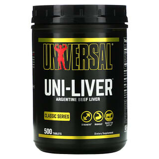 Universal Nutrition, Serie clásica, Uni-Liver, Hígado de res argentino, 500 comprimidos