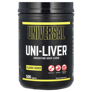 Universal U, Classic Series, Uni-Liver, Fígado Bovino Argentino, 500 Comprimidos