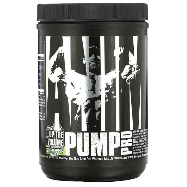 Animal‏, Pump Pro، خالٍ من المحفزات لما قبل التمارين الرياضية، بنكهة التفاح الأخضر، 14.8 أونصة (420 جم)