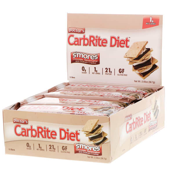 Universal Nutrition, Doctor's CarbRite Diet Bars, Smores, 12 Bars, 2.00 oz (56.7 g) Each (Товар снят с продажи) 