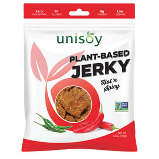 Unisoy, 식물성 육포, 핫 앤 스파이시, 100g(3.5oz)
