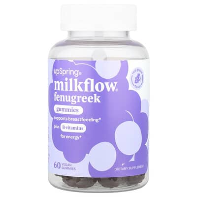 UpSpring, Milkflow® Fenugreek Gummies, Real Grape, 60 Vegan Gummies