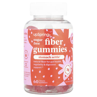 UpSpring, Fiber Gummies, Strawberry Flavor, 60 Vegan Gummies