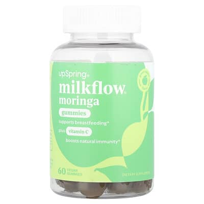 UpSpring, Milkflow®, Moringa Gummies with Vitamin C, Green Apple Flavor, 60 Vegan Gummies
