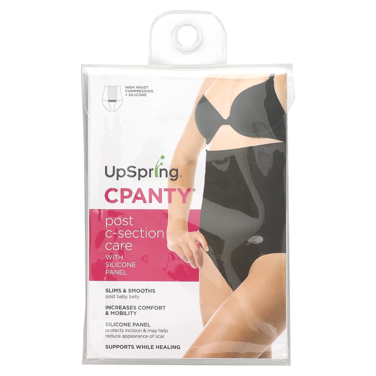 Upspring C-Panty C-Section Recovery Panty, Classic Waist Postpartum  Compression Underwear, (Nude/Black, S/M), 1 Count