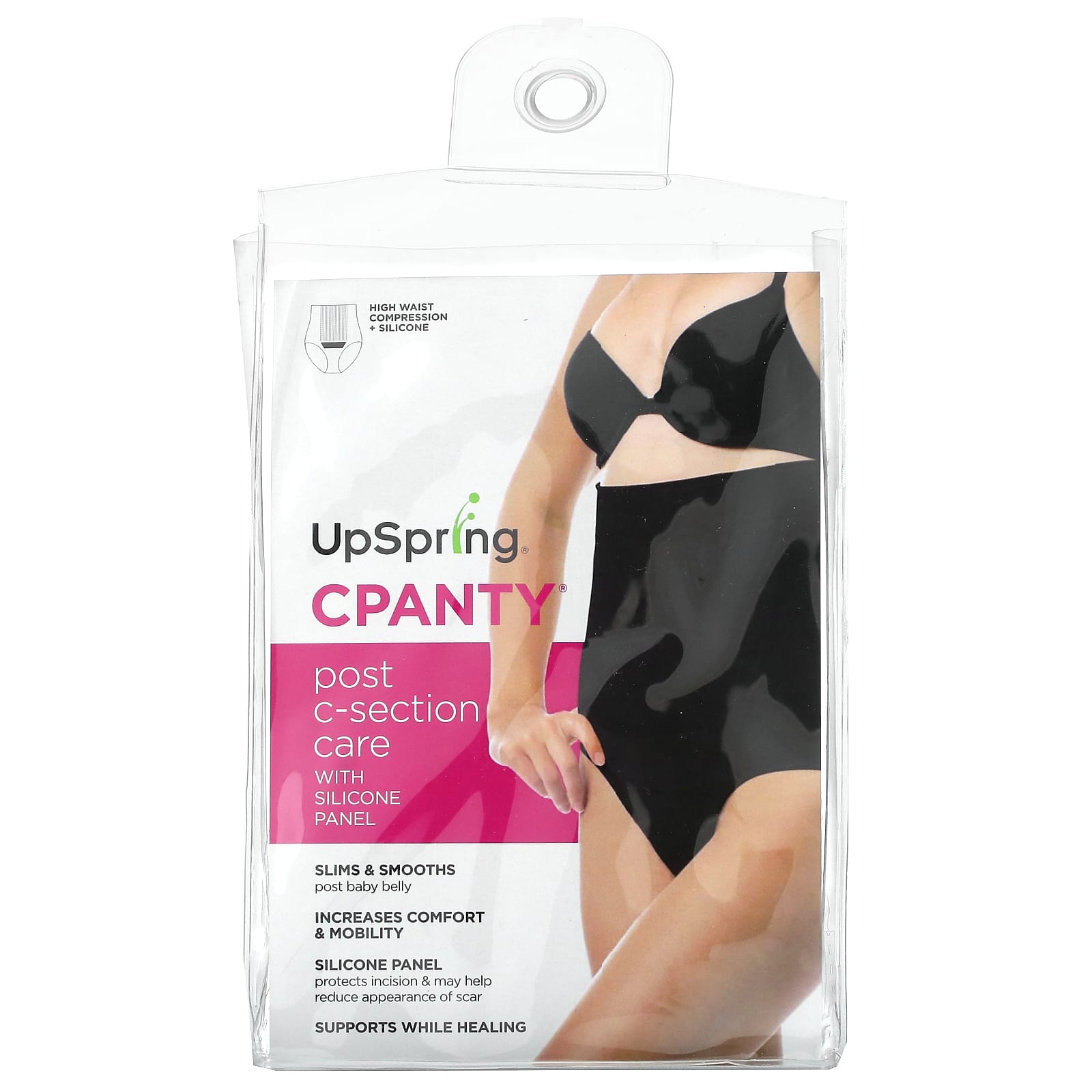 Upspring C-Panty Classic Waist Postpartum Compression Underwear (Black)