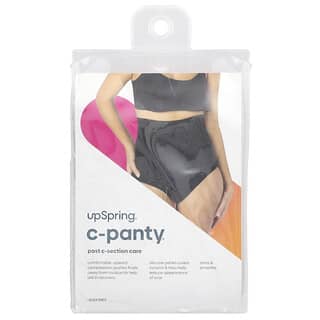 UpSpring, C-Panty®, Cuidados Pós-parto, Com Painel de Silicone, Cintura Alta, 1X/2X, Preto, 1 Unidade