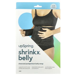 UpSpring, Shrinkx Belly®, Charcoal Postpartum Belly Wrap, Size S/M, Black, 1 Count