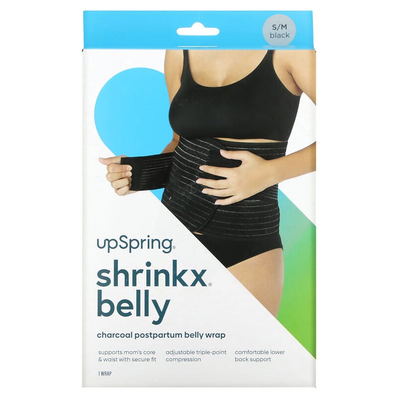 Shrinkx Belly, Charcoal Postpartum Belly Wrap, Size S/M, Black, 1 Count