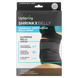 UpSpring, Shrinkx Belly, Enveloppement post-partum au charbon, Taille L/XL, Noir, 1 pièce