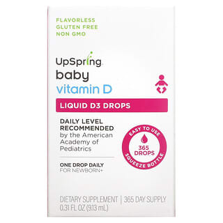 UpSpring‏, תינוקות, טיפות D3 נוזליות, ויטמין D, 9.13 מ"ל (0.31 אונקיות נוזל)