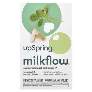 UpSpring, Milkflow, пажитник и кникус благословенный, 100 растительных капсул