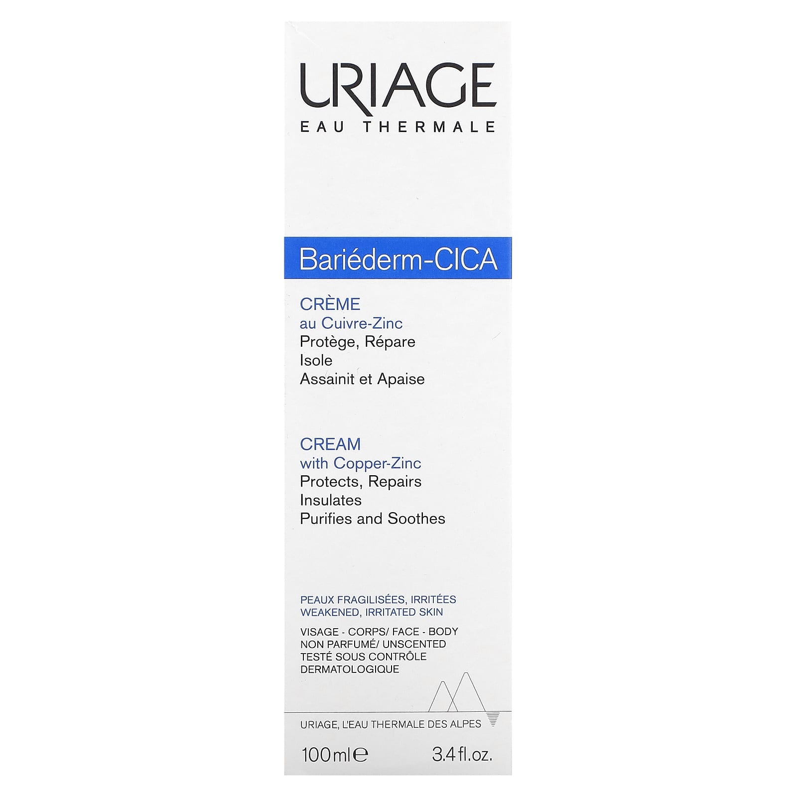 Uriage, Bariederm-Cica Cream with Copper-Zinc, Unscented, 3.4 fl oz ...