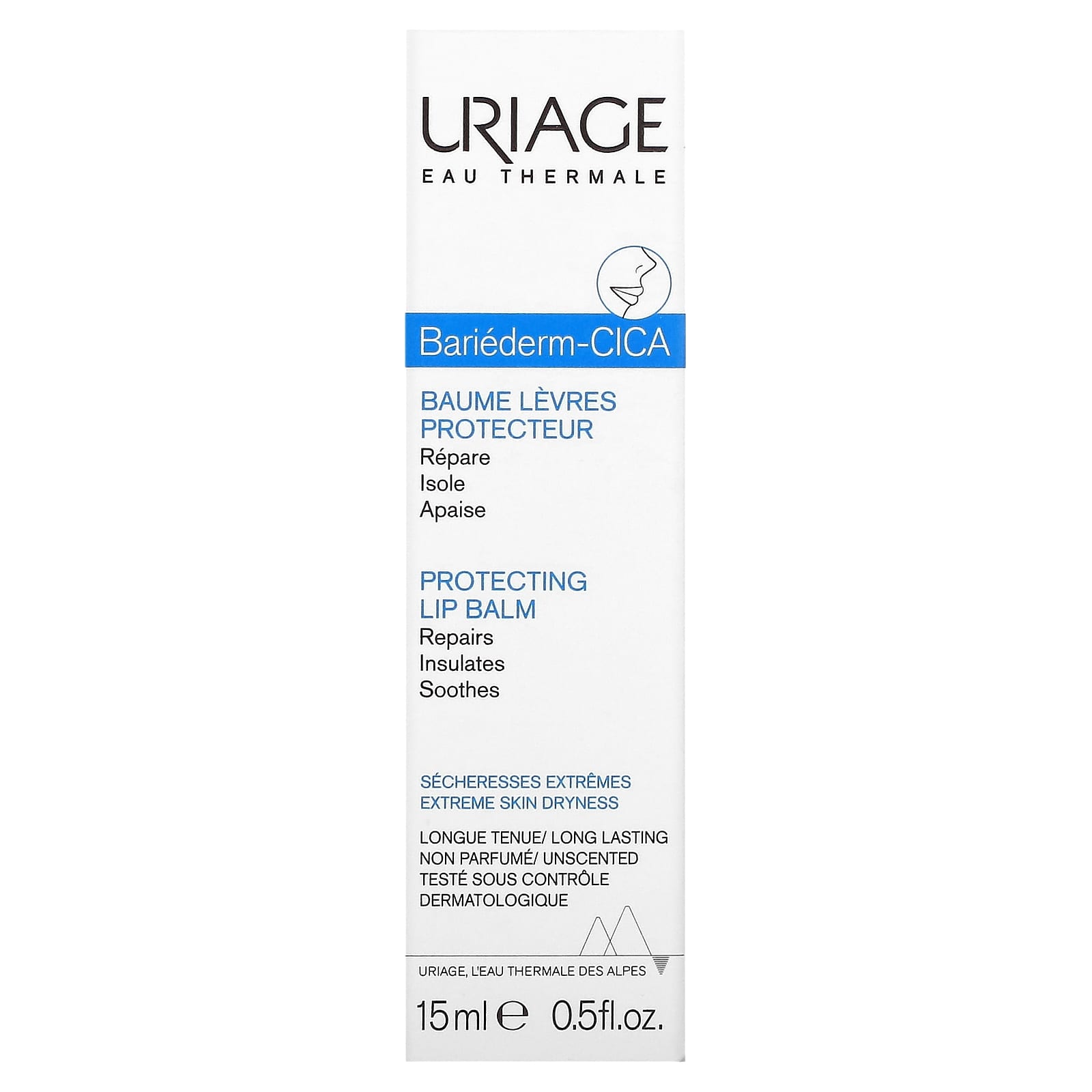 Uriage, BariedermCica, Protecting Lip Balm, Unscented, 0.5 fl oz (15 ml)