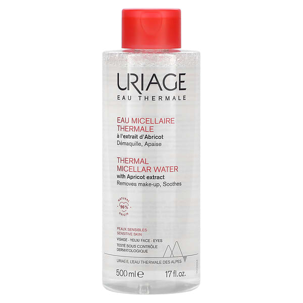 Uriage, 含杏提取物的舒護膠束水，敏感肌膚，17 液量盎司（500 毫升）